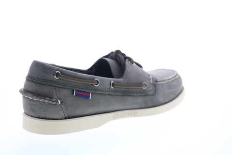 Sebago Docksides Portland Crazy Horse Mens Gray Narrow Loafers Boat Shoes