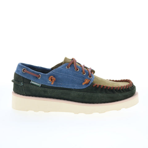 Sebago Cayuga 70015S0-A7F Mens Green Suede Loafers & Slip Ons Boat Shoes