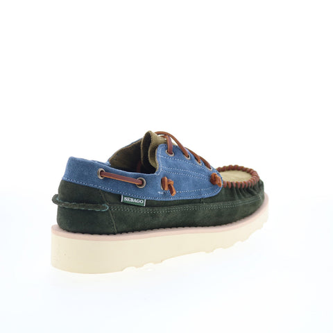 Sebago Cayuga 70015S0-A7F Mens Green Suede Loafers & Slip Ons Boat Shoes