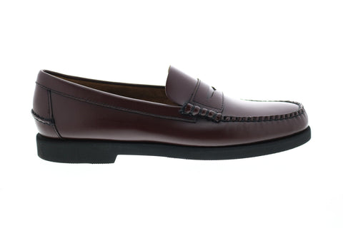 Sebago Dan Polaris Mens Brown Wide Leather Loafers & Slip Ons Penny Shoes