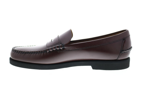 Sebago Dan Polaris Mens Brown Wide Leather Loafers & Slip Ons Penny Shoes