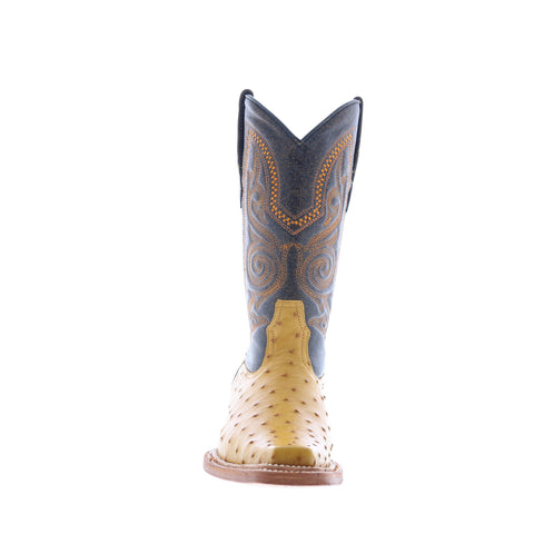 Los Altos Versace Style Ostrich 700302 Mens Yellow Wide Cowboy Western Boots