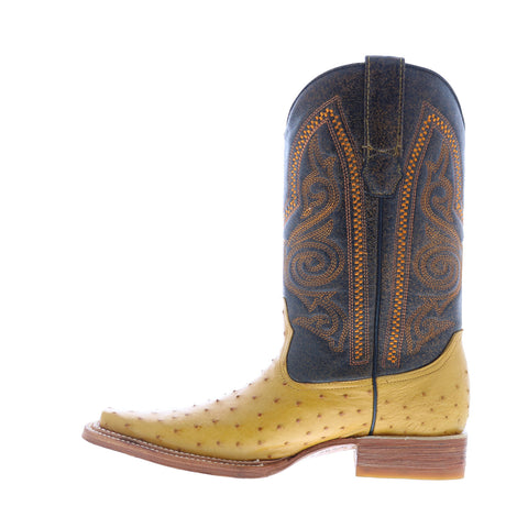 Los Altos Versace Style Ostrich 700302 Mens Yellow Wide Cowboy Western Boots