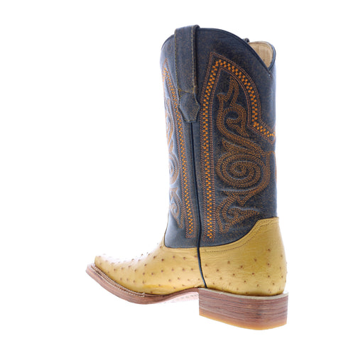 Los Altos Versace Style Ostrich 700302 Mens Yellow Wide Cowboy Western Boots