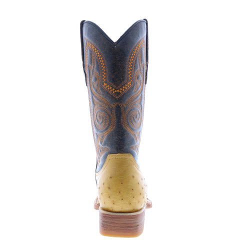 Los Altos Versace Style Ostrich 700302 Mens Yellow Wide Cowboy Western Boots