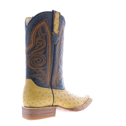 Los Altos Versace Style Ostrich 700302 Mens Yellow Wide Cowboy Western Boots