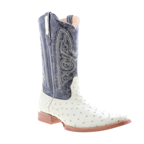 Los Altos Versace Style Ostrich 700304 Mens White Wide Cowboy Western Boots