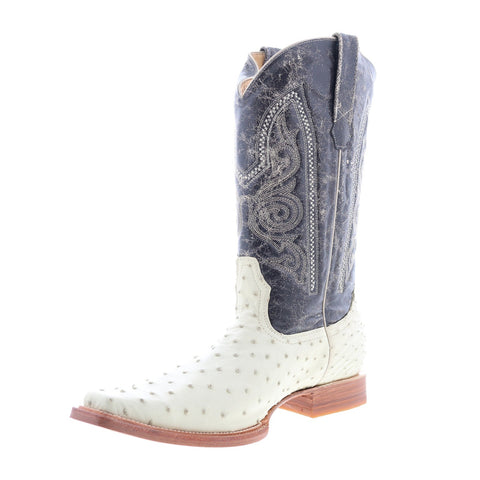 Los Altos Versace Style Ostrich 700304 Mens White Wide Cowboy Western Boots