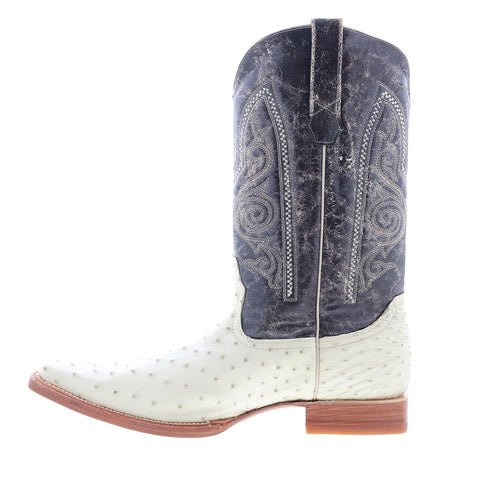 Los Altos Versace Style Ostrich 700304 Mens White Wide Cowboy Western Boots
