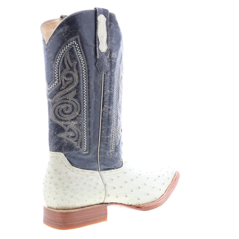 Los Altos Versace Style Ostrich 700304 Mens White Wide Cowboy Western Boots