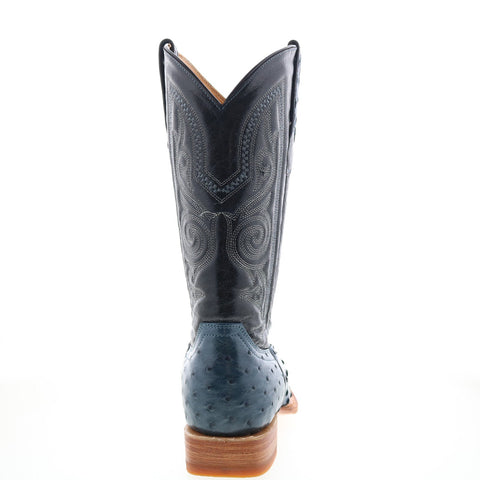 Los Altos Versace Style Ostrich 700314 Mens Blue Wide Cowboy Western Boots