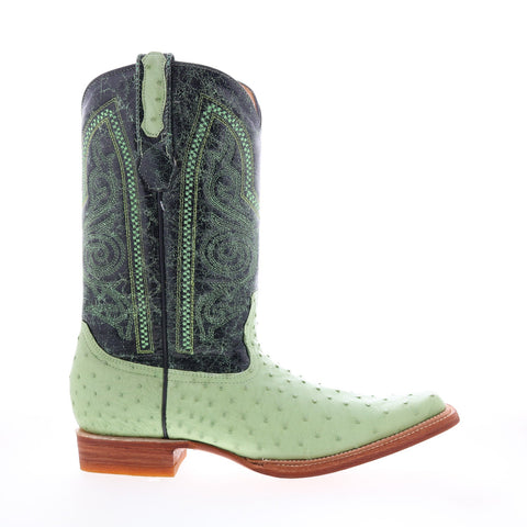 Los Altos Versace Style Ostrich 700321 Mens Green Wide Cowboy Western Boots