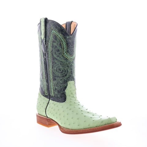 Los Altos Versace Style Ostrich 700321 Mens Green Wide Cowboy Western Boots