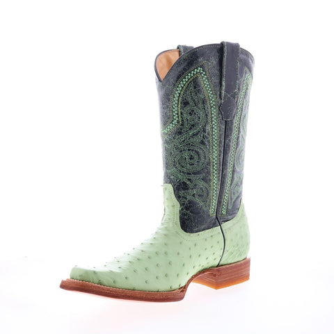 Los Altos Versace Style Ostrich 700321 Mens Green Wide Cowboy Western Boots