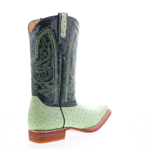Los Altos Versace Style Ostrich 700321 Mens Green Wide Cowboy Western Boots
