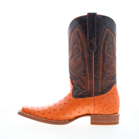 Los Altos Versace Style Ostrich 700324 Mens Orange Wide Cowboy Western Boots