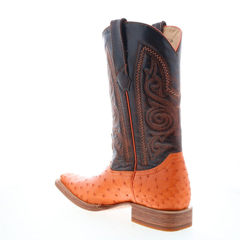 Los Altos Versace Style Ostrich 700324 Mens Orange Wide Cowboy Western Boots