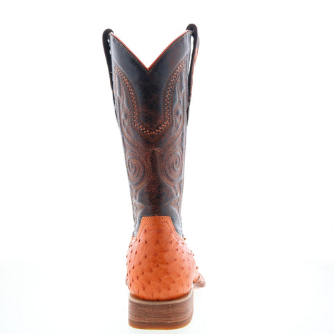 Los Altos Versace Style Ostrich 700324 Mens Orange Wide Cowboy Western Boots