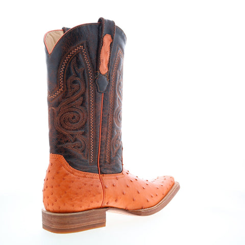 Los Altos Versace Style Ostrich 700324 Mens Orange Wide Cowboy Western Boots