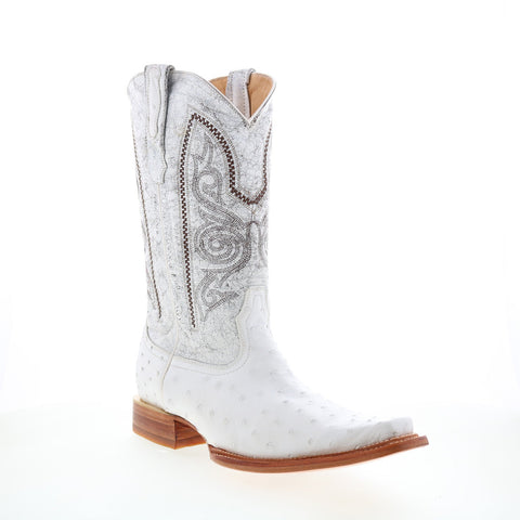 Los Altos Versace Style Ostrich 700328 Mens White Wide Cowboy Western Boots