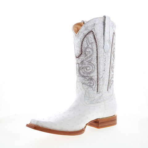 Los Altos Versace Style Ostrich 700328 Mens White Wide Cowboy Western Boots