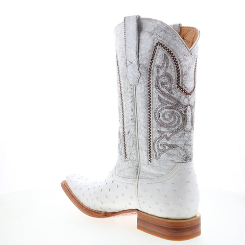 Los Altos Versace Style Ostrich 700328 Mens White Wide Cowboy Western Boots