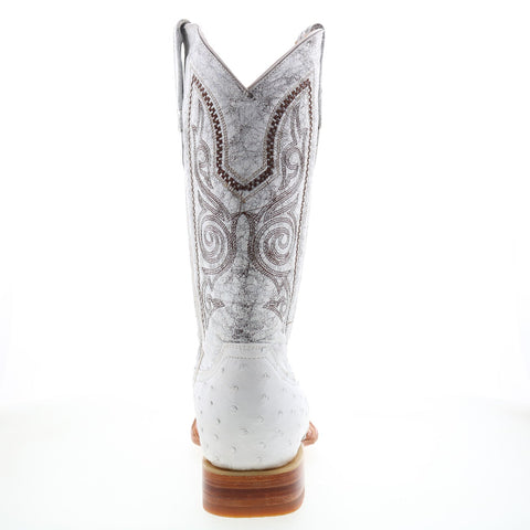 Los Altos Versace Style Ostrich 700328 Mens White Wide Cowboy Western Boots
