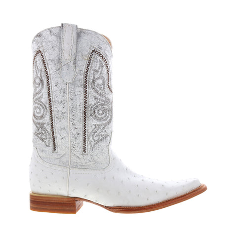 Los Altos Versace Style Ostrich 700328 Mens White Wide Cowboy Western Boots