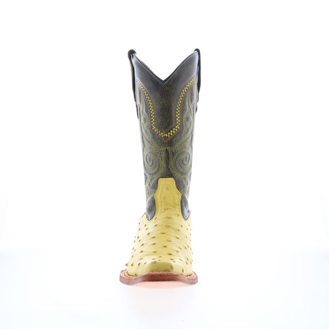 Los Altos Versace Style Ostrich 700352 Mens Yellow Wide Cowboy Western Boots