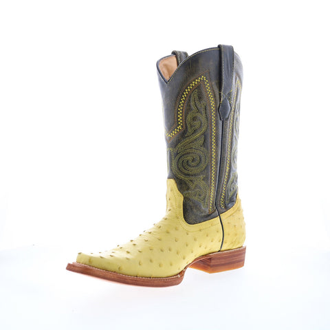 Los Altos Versace Style Ostrich 700352 Mens Yellow Wide Cowboy Western Boots