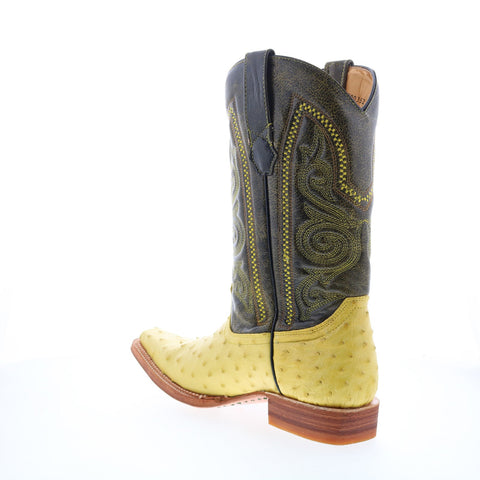 Los Altos Versace Style Ostrich 700352 Mens Yellow Wide Cowboy Western Boots