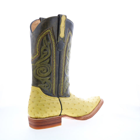 Los Altos Versace Style Ostrich 700352 Mens Yellow Wide Cowboy Western Boots