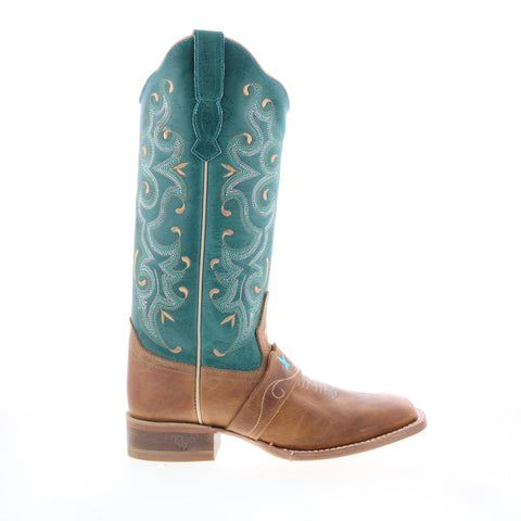 Outlaw Old West Wide Square Toe 70051 Womens Brown Leather Western Boots