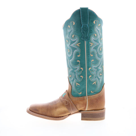 Outlaw Old West Wide Square Toe 70051 Womens Brown Leather Western Boots