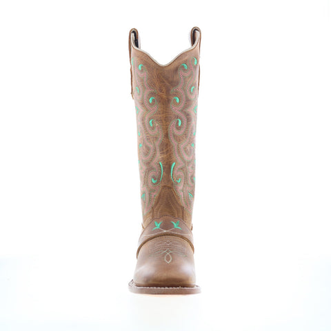 Outlaw Ladies 13" Old West 70053 Womens Brown Leather Western Boots