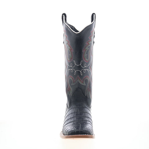 Outlaw Medium Square Toe 70058 Womens Black Leather Slip On Western Boots