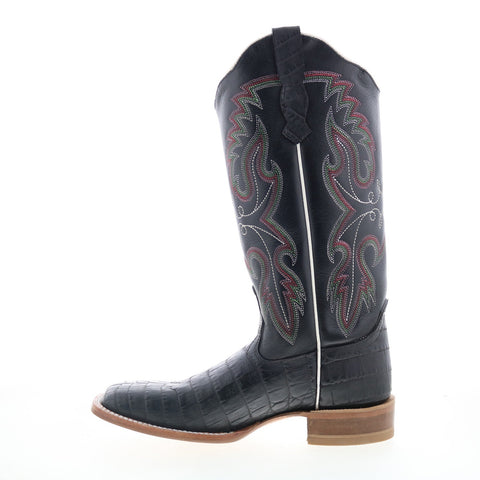 Outlaw Medium Square Toe 70058 Womens Black Leather Slip On Western Boots