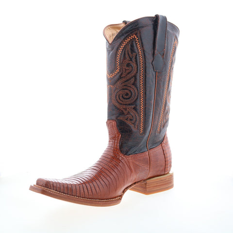 Los Altos Versace Boot Lizard Teju Mens Brown Wide Cowboy Western Boots