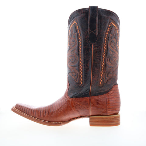 Los Altos Versace Boot Lizard Teju Mens Brown Wide Cowboy Western Boots