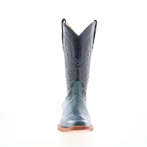 Los Altos Versace Boot Lizard Teju Mens Blue Wide Cowboy Western Boots