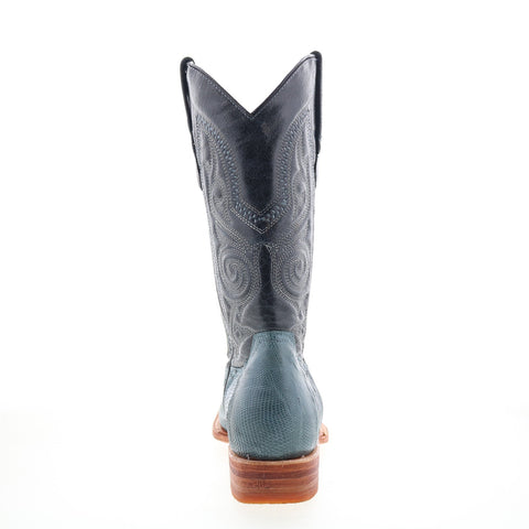 Los Altos Versace Boot Lizard Teju Mens Blue Wide Cowboy Western Boots