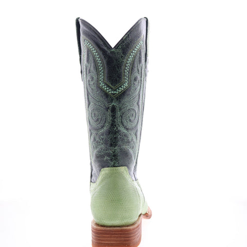 Los Altos Versace Style Teju Lizard Mens Green Wide Cowboy Western Boots