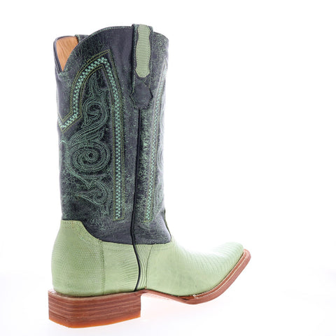 Los Altos Versace Style Teju Lizard Mens Green Wide Cowboy Western Boots