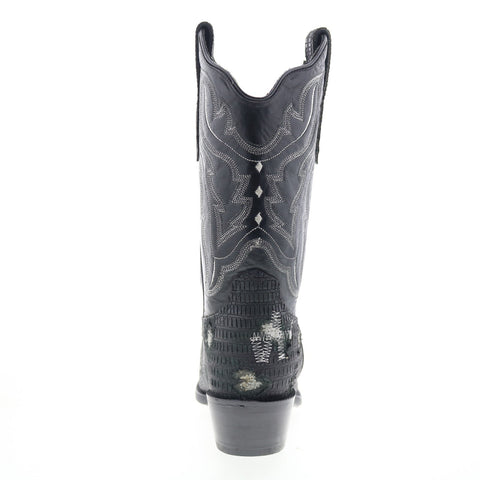 Outlaw Ladies 11" Lizard PNT 70101 Womens Black Leather Western Boots