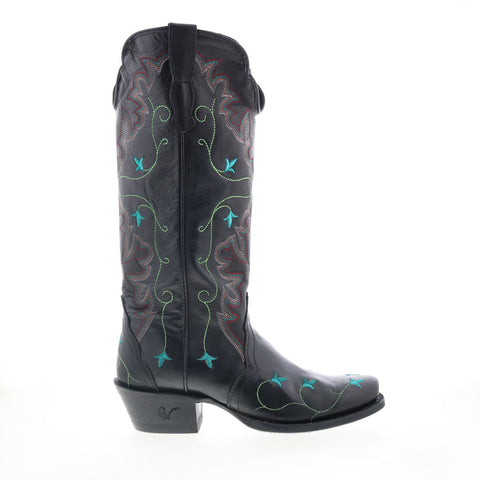 Outlaw Ladies 14" Black Liga 70111 Womens Black Leather Western Boots