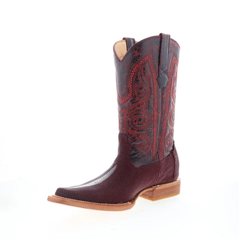Los Altos Versage Stingray S Stone Mens Burgundy Wide Cowboy Western Boots