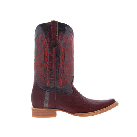 Los Altos Polished Stingray Mens Burgundy Wide Cowboy Western Boots
