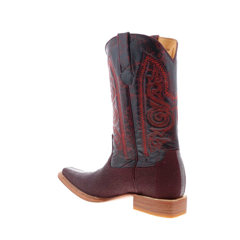 Los Altos Polished Stingray Mens Burgundy Wide Cowboy Western Boots