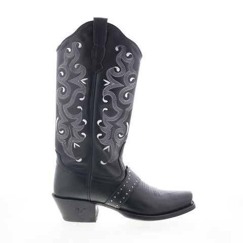 Outlaw Snip Toe 70150 Womens Black Leather Slip On Western Boots