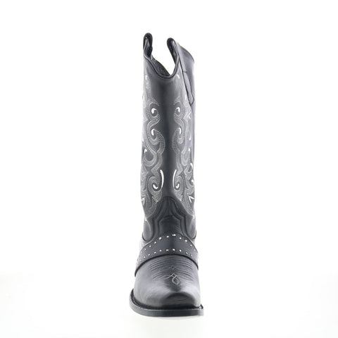 Outlaw Snip Toe 70150 Womens Black Leather Slip On Western Boots